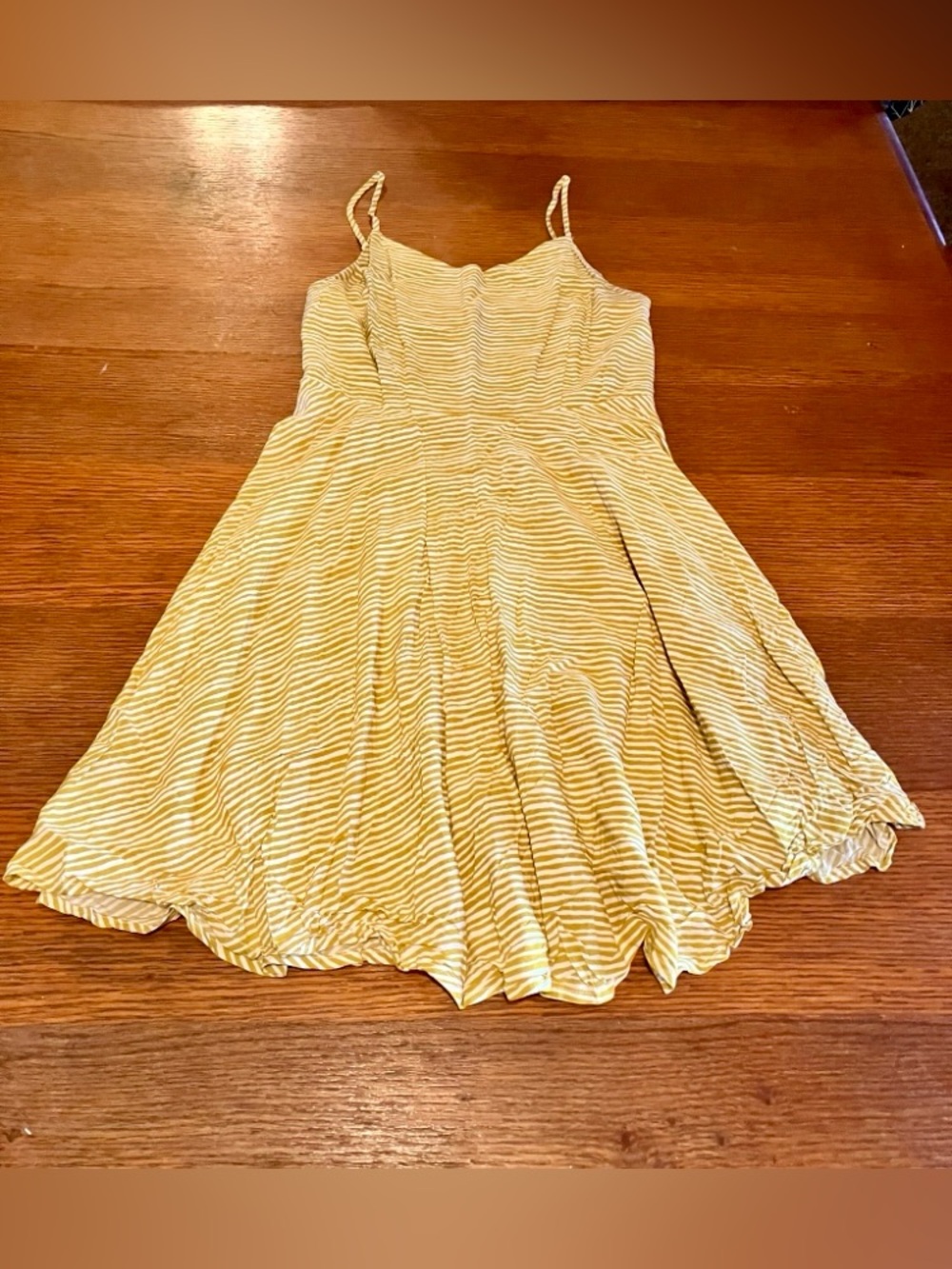 Yellow and White Striped Spaghetti Strap Sundress